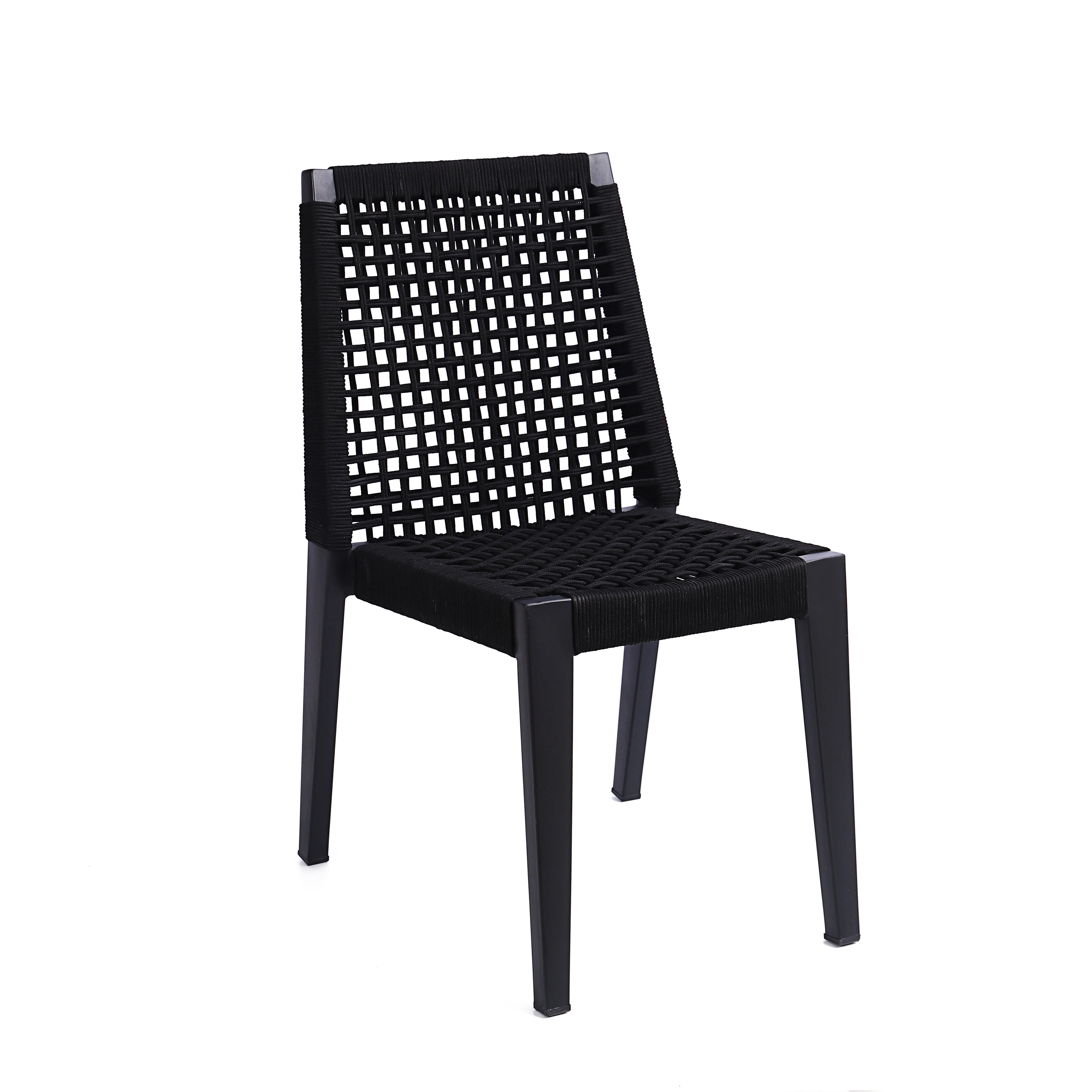 Commercial Restaurant Dining Chair Outdoor Durable Modern Aluminum Waterproof UV Resistant Stackable Garden Leisure Chair