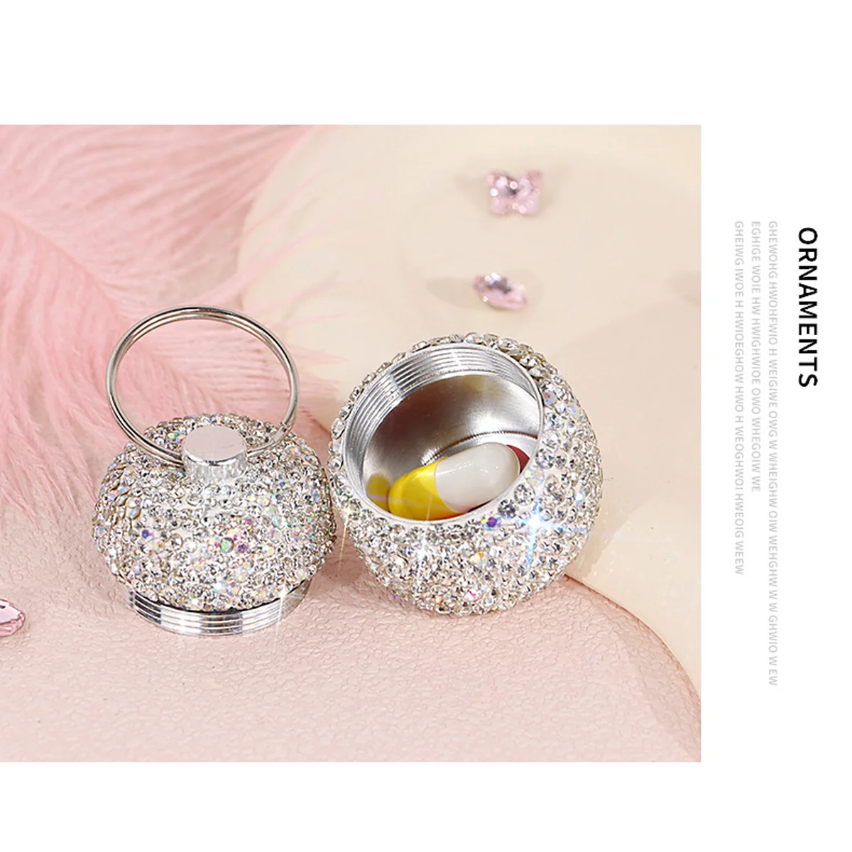 Bright diamond-encrusted medicine box, shining light luxury aluminum alloy storage tank, portable creative Ins wind sub-packing