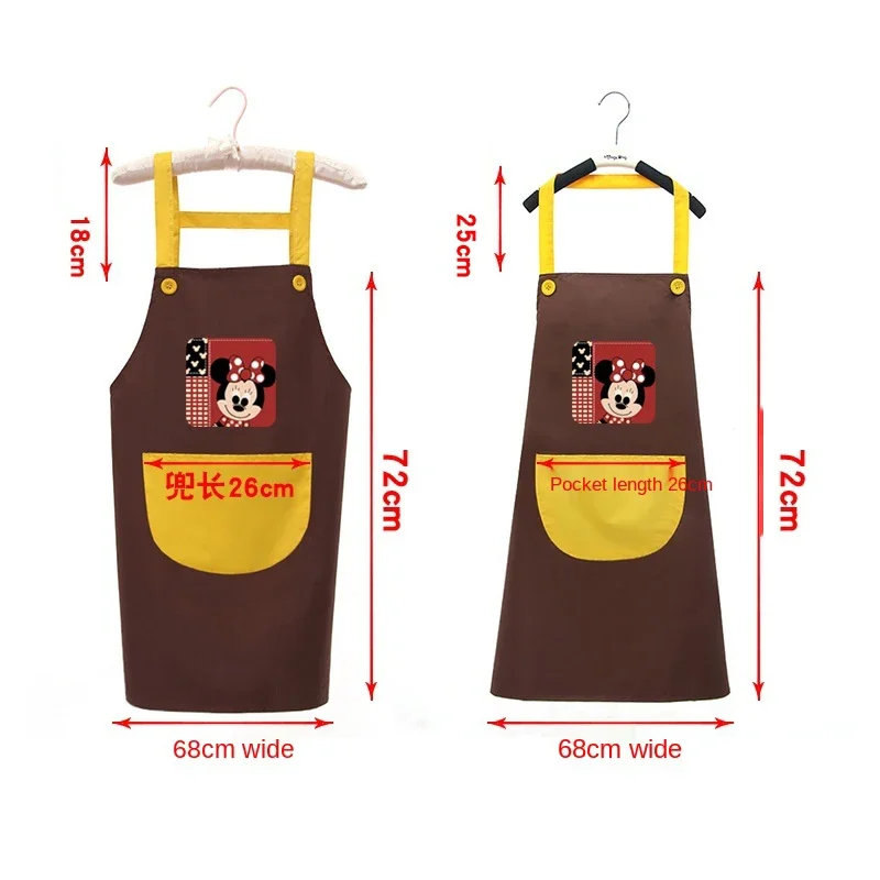 Disney Minnie Cartoon Anime Waterproof Polyester Bib Apron Woman Adult Bibs Home Cooking Baking Coffee Cleaning Aprons Kitchen