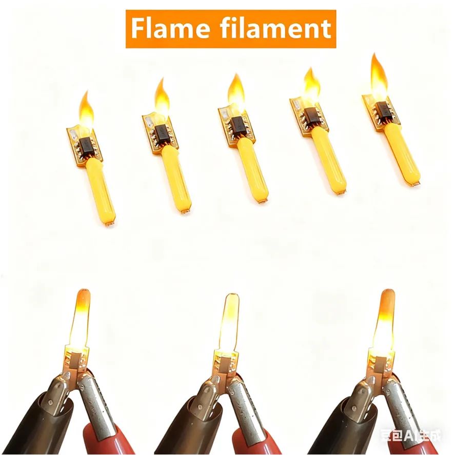DC 3V Led Flash Flame Candles 1800K Edison Bulb LED Filament COB Diode Holiday Party Decoration Light Bulb Accessories 1-10pcs