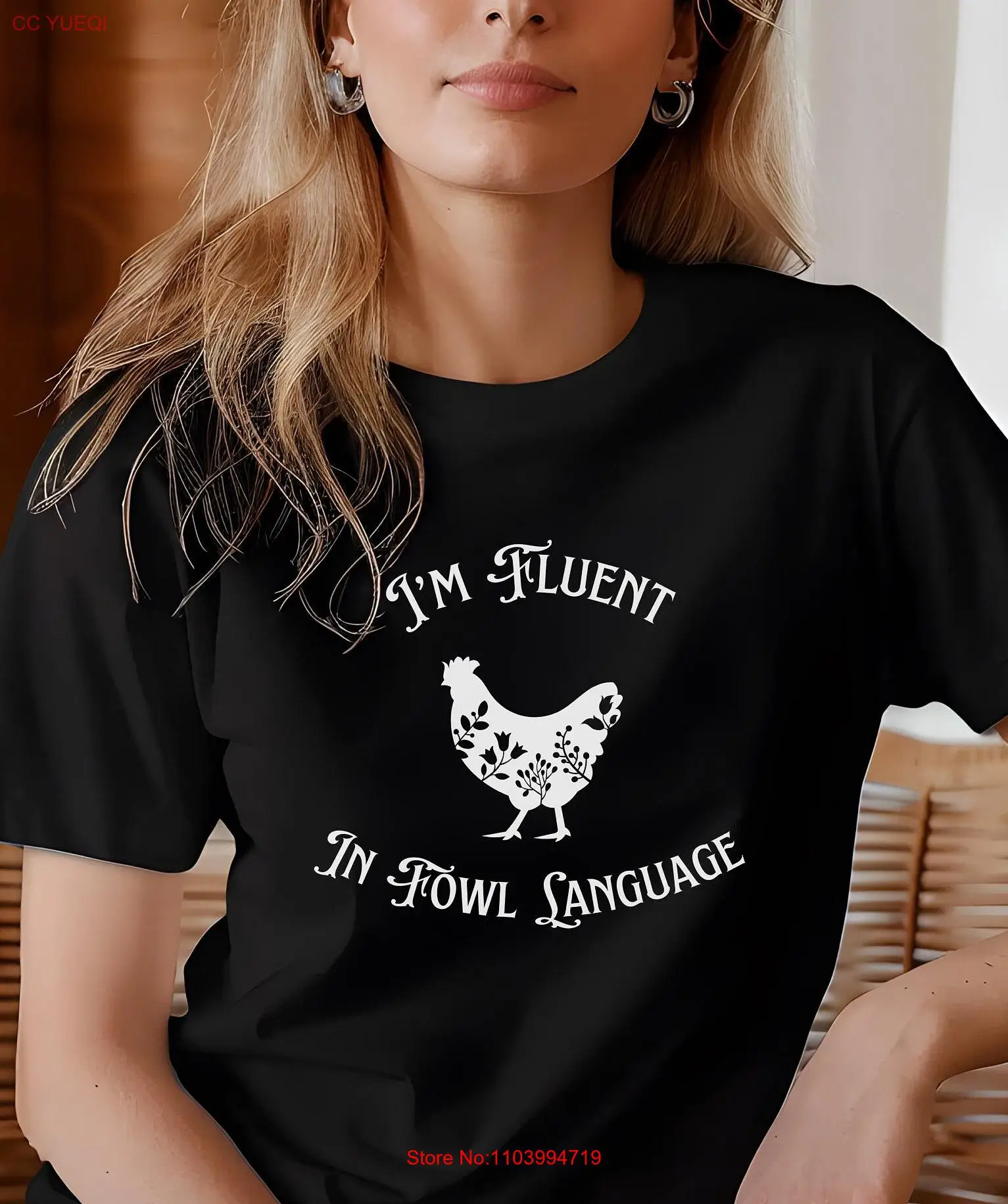 I'm Fluent in Fowl Language Trending Chicken Farm animals Present Unique Funny shirt Bird  T long or short sleeves