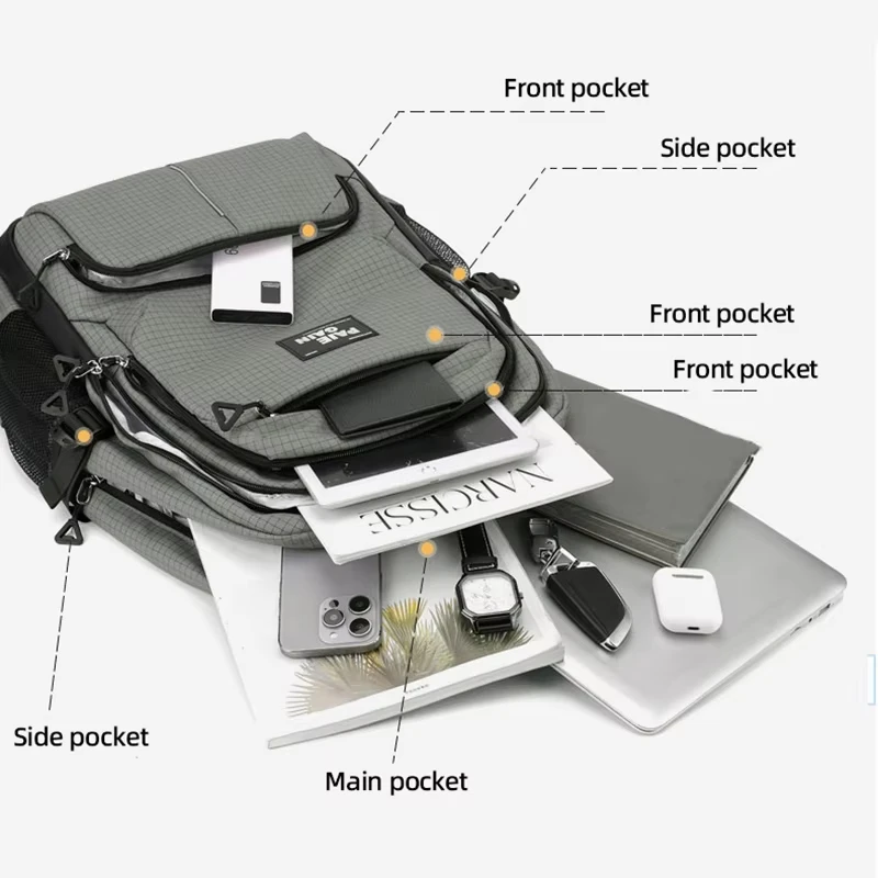 Multi-pockets Backpack Men Shoulder Bag Business Backpacks Waterproof Student School Bags Casual Daypack Travel Leisure Pack