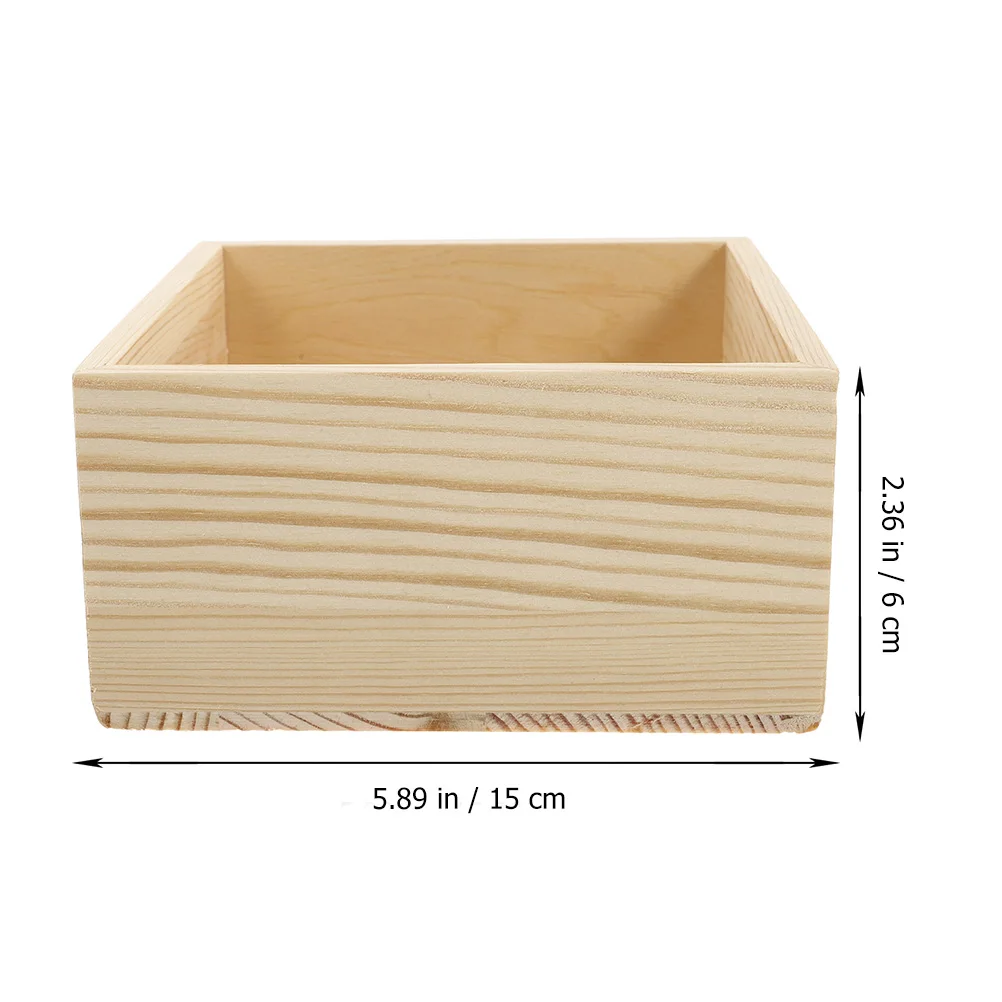 

6pcs Wooden Storage Boxes For Crafts Jewelry Organizer Unfinished Square Gift Box Desktop Trinket Container Vintage Style Small