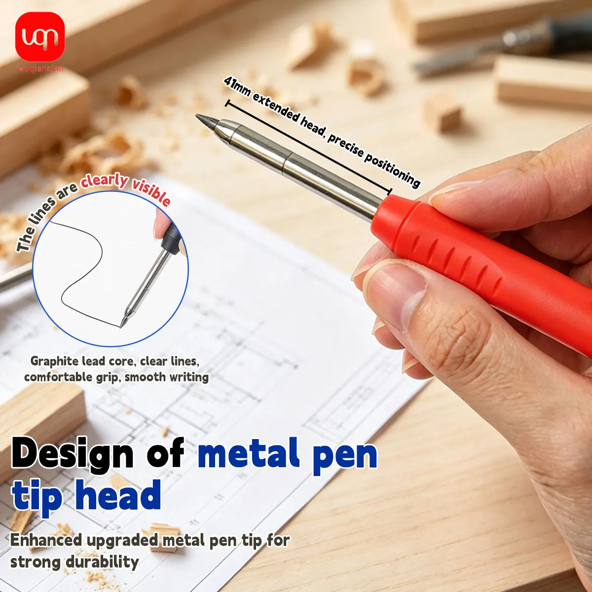 Carpenter Mechanical Pencil with Lead Refills Deep Hole Woodworking Marking Pencil for Builders - Precision Drafting Tool