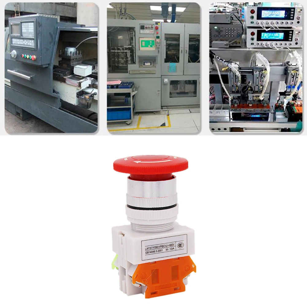 LAY37-11ZS 1NO 1NC DPST Exigent Stop Push Button Switches With Red Mushroom Cap For Starters Contactors Relays Control Circuits