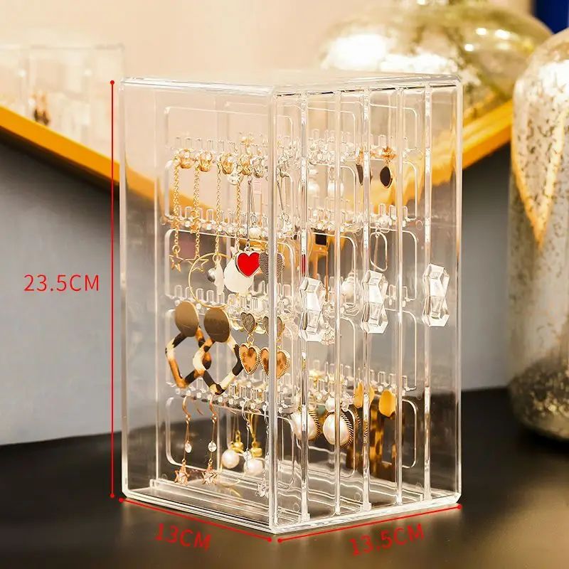 Plastic Jewelry Box Storage for Women Velvet Drawer Jewelry Organizer Boxes Necklace Bracelet Earrings Transparent Display Stand