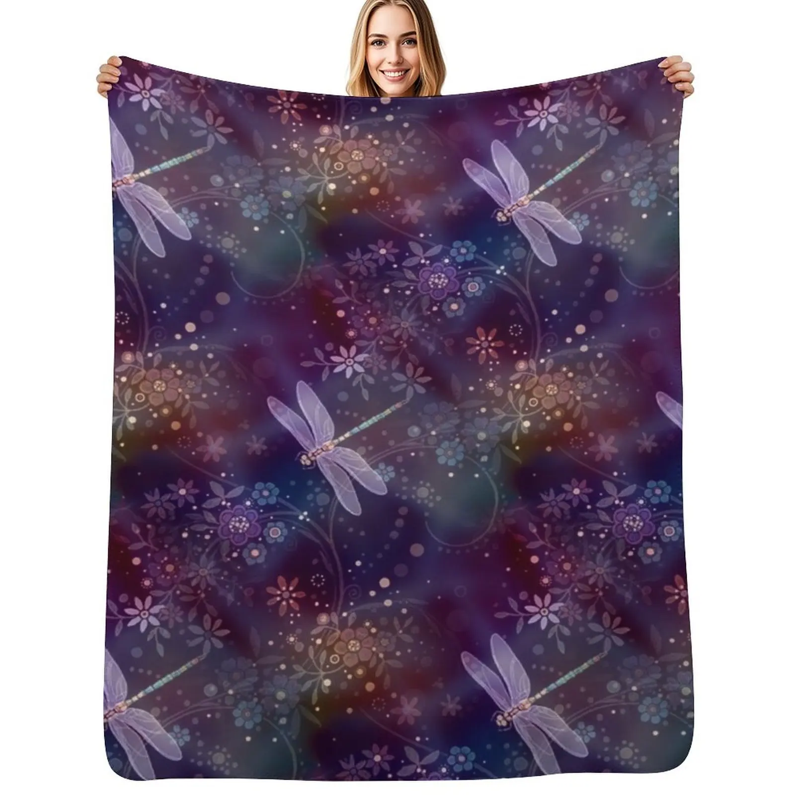 Dreamy Dragonflies Throw Blanket Luxury Throw bed plaid Soft Furry For Sofa Thin Decoratives Blankets