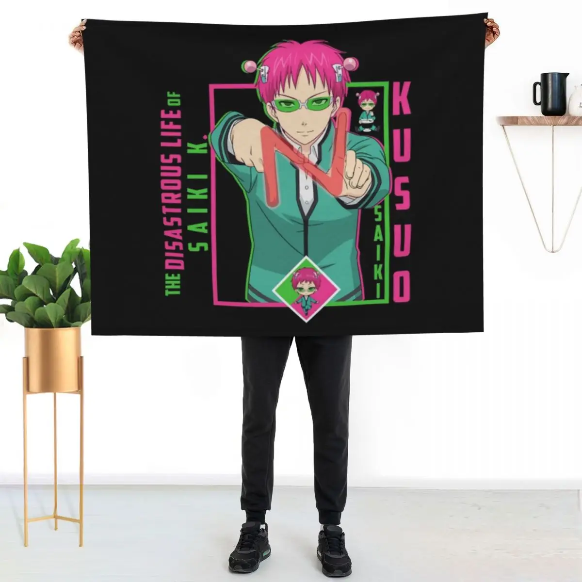 Saiki K T-ShirtThe Disastrous Life of Saiki K. - Saiki Kusuo Throw Blanket Soft Beds Travel Comforter Blankets