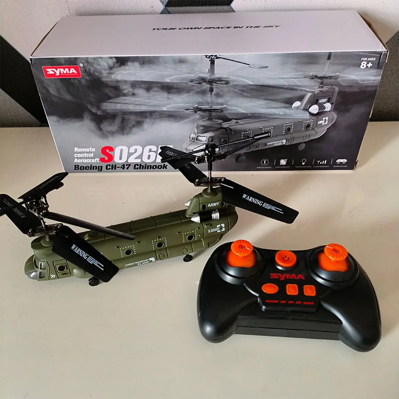 Syma S026h 2.4g Hz Remote Control Helicopter Military Transport Rc Armed Aircraft Chinook Model Children Boy Toys Birthday Gift