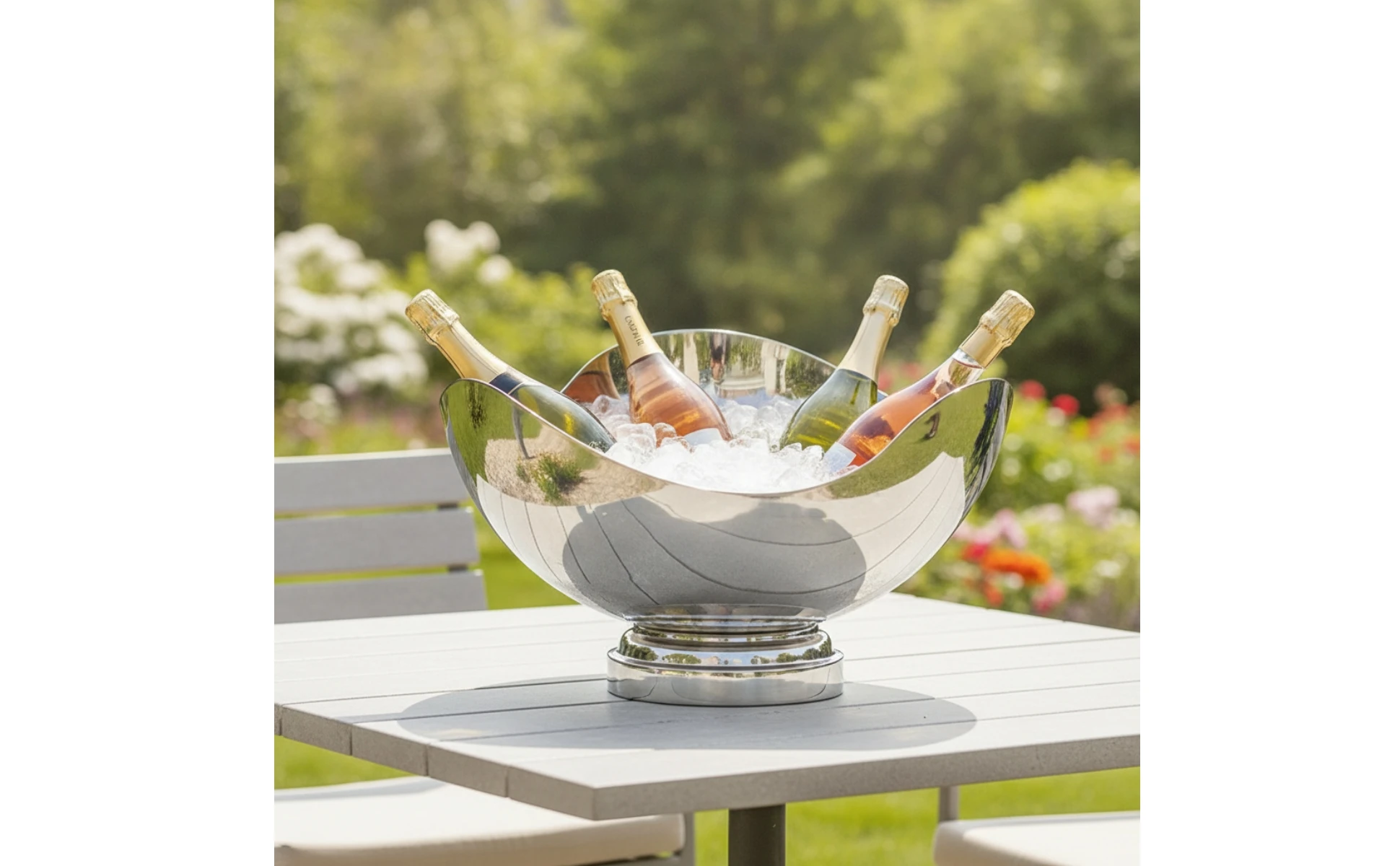 Champagne Bowl Irregular Wine Chiller Bowl Wine Cooler Container Decorative Metal Basket Large-Capacity for Hosts, Parties