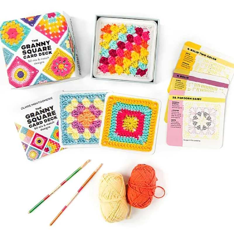 50pcs/box Mix Matchs Designs The Granny Square Card Decks Knitting Kit For Adults DIY Grandma Knitted Pattern Set