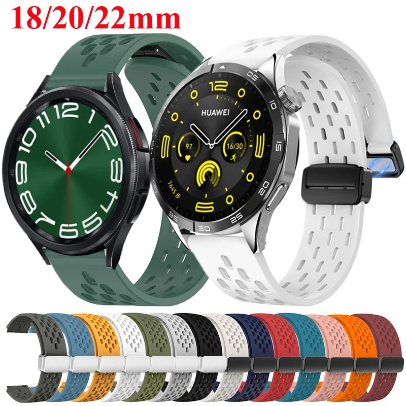 Cinturino magnetico da 18mm 20mm 22mm per Samsung Galaxy Watch 4/5/6/Gear S3/Active 2 cinturino in Silicone Huawei GT4 GT3 2E Garmin Venu 3S 2 S