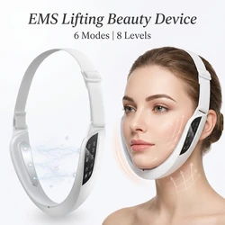 Electric EMS V Face Lifting Beauty Device 6 Modes 8 Levels Micro-current Facial Firming Massager Double Chin Removal Skin Care