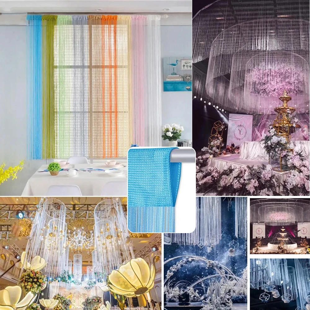 

100x200cm Ribbon Thread Curtains Multi-color Curtain for Living Room Bedroom Door Window Panel Decor Room Divider Tassel Curtain
