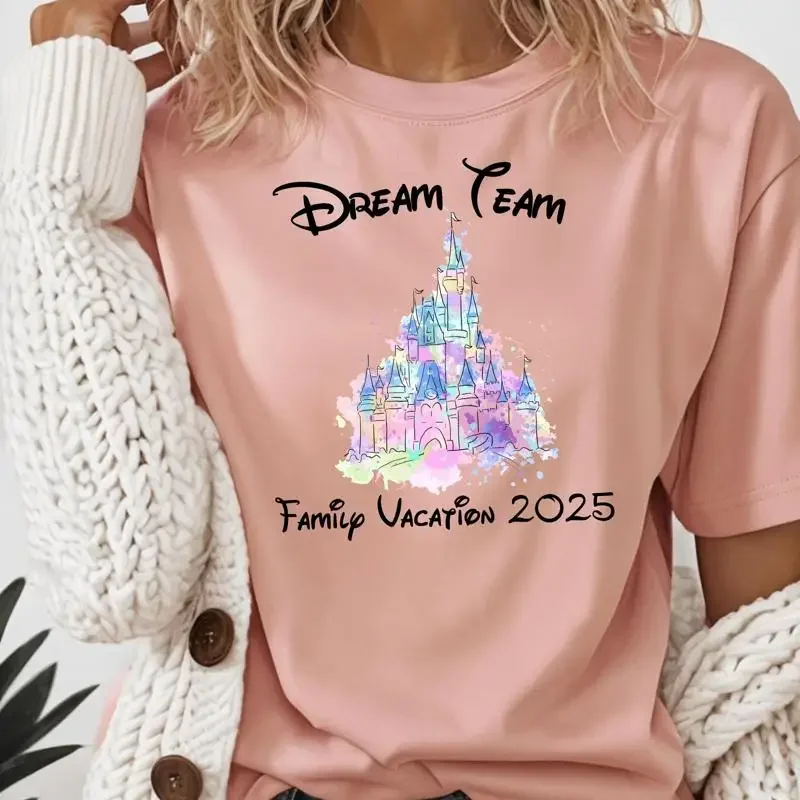 Dream Team 2025 Matching Family Vacation T Shirt Trip Magic Kingdom Happiest Place On Earth Castle