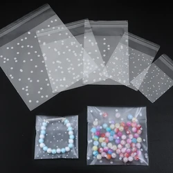 100pcs/lot Self Sealing Gift Bag White Polka Dot Transparent Packaging Bags Frosted Dot Pattern Bag For Jewelry Cookie Storage