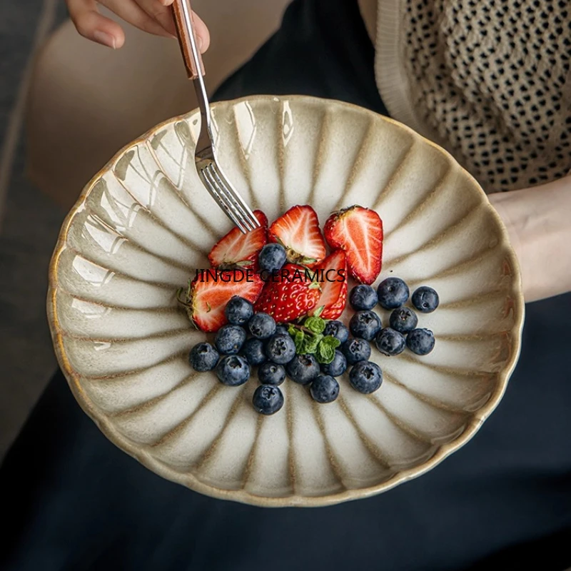 Japanese-style Hotel Household Ceramic Tableware Aomei Decorative Dessert Plate Decorative Plate Western Food Plate Dessert Dish