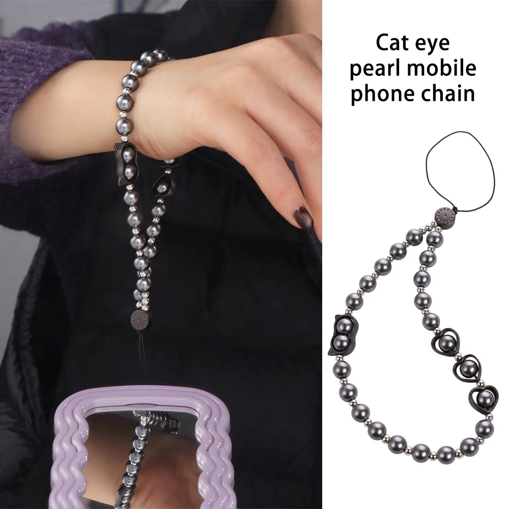 

Бисерный ремешок для телефона «Кошачий глаз», ручной работы, на запястье, с жемчугом, цветная цепочка для телефона, бисерный брелок, аксессуары для мобильных телефонов