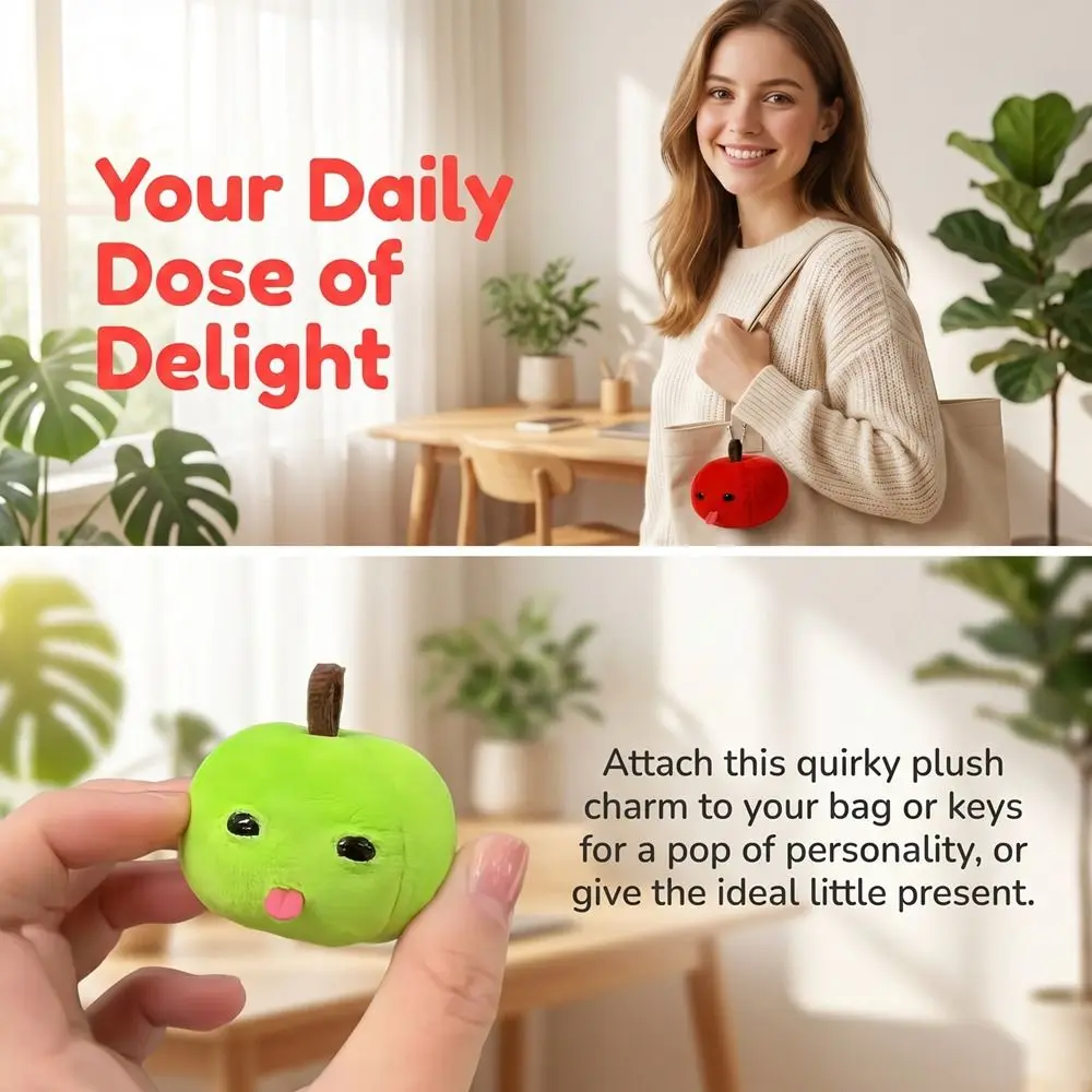Purse Charm Green Red Fruit Plush Keychain Soft Tongue Sticking Creative Keyring Funny Cute Plush Backpack Pendant Gift