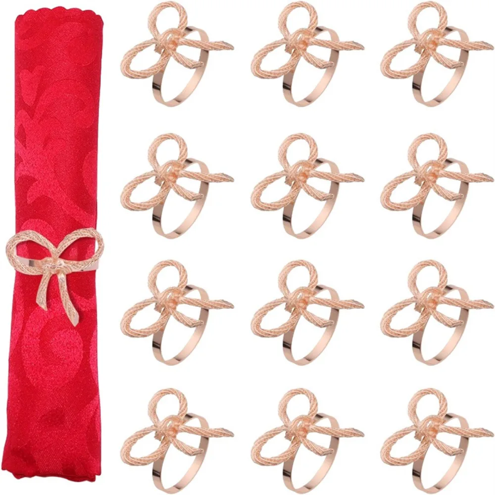 

12pcs/lot Bow napkin ring simple metal western restaurant mouth cloth napkin ring wedding party decorations