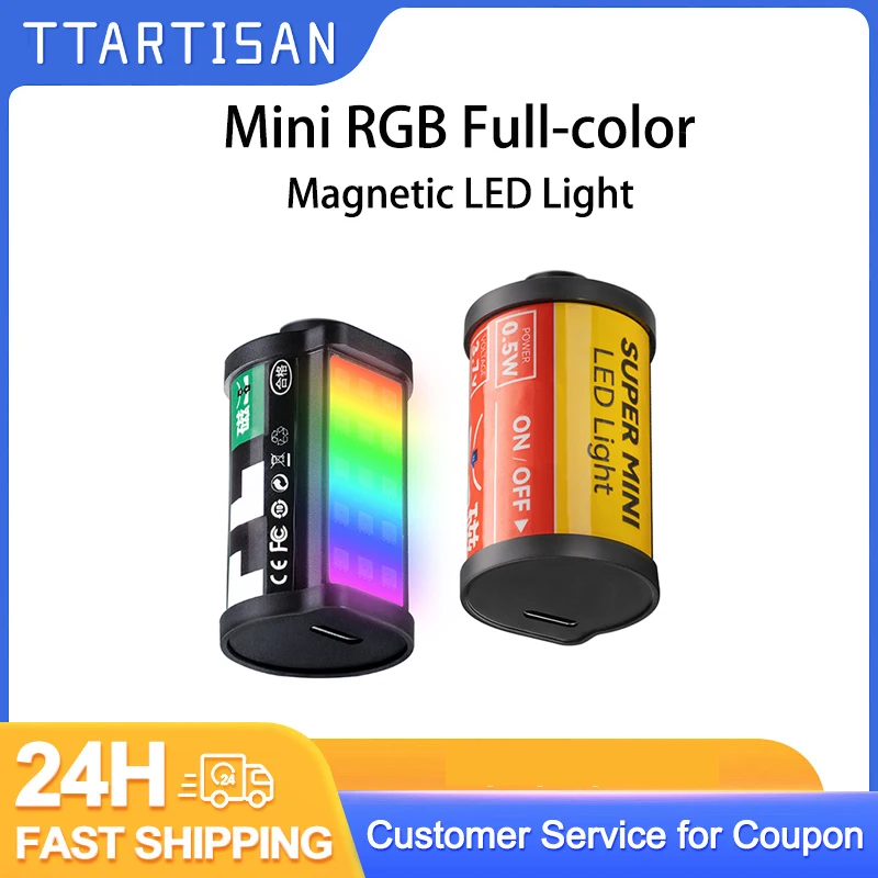 TTArtisan Mini RGB Luce LED magnetica a colori per fotocamera Vlog Streaming live con supporto per pattino freddo Luce di riempimento da 0,5 W CRI 95+