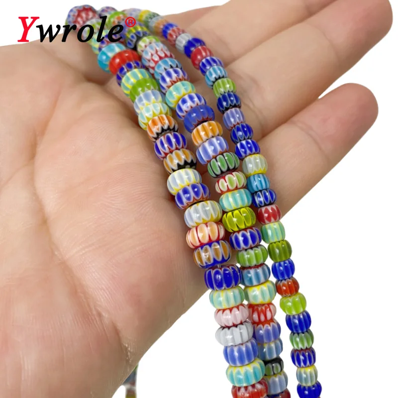 ReconStyle-Perles d'espacement faites à la main avec imprimé glacé, perles d'espacement pour bijoux, accessoires de bracelet de bricolage, lampwork, roues, 4x8mm