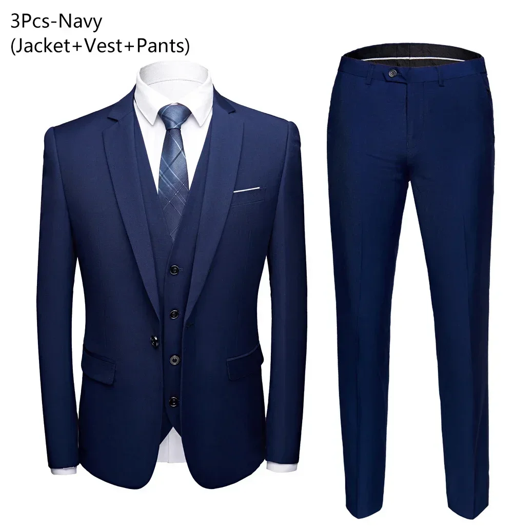 ZHUOLIN Men Suit 3-Piece Black 4