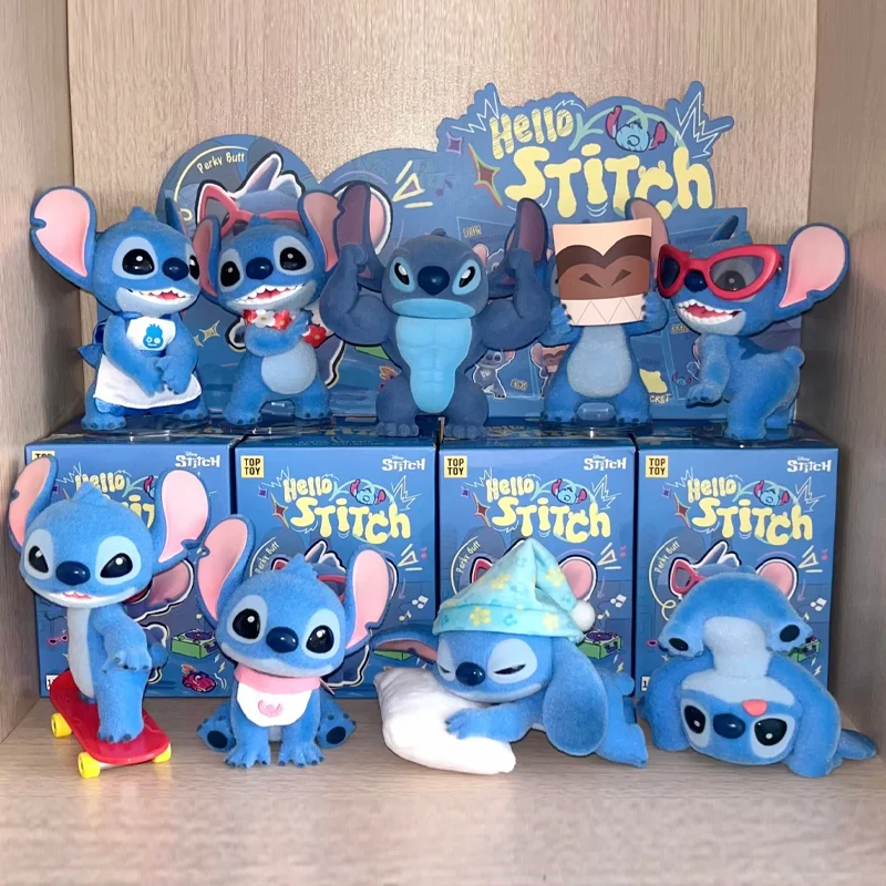 

Cute TOP TOY Hello Stitch Series Blind Box Anime Stitch Figure Ornaments Flocking Trendy Toys Mystery Box Surprise Kids Gifts