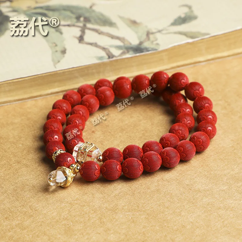 High Content Flying Sand Pattern Bead Double Circle Bracelet With S925 Silver Natural White