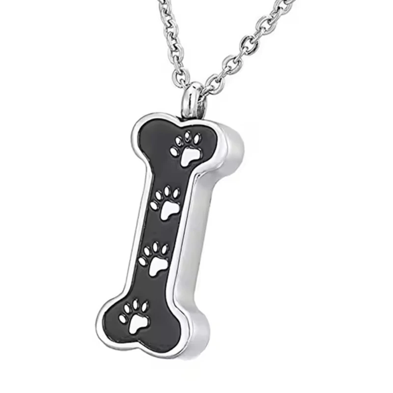 For Pet Bone Keepsakes Pet Remembrances Jewelry2PCS Dog Paws Print Pet Memorial Pendant Urn Lockets Necklace