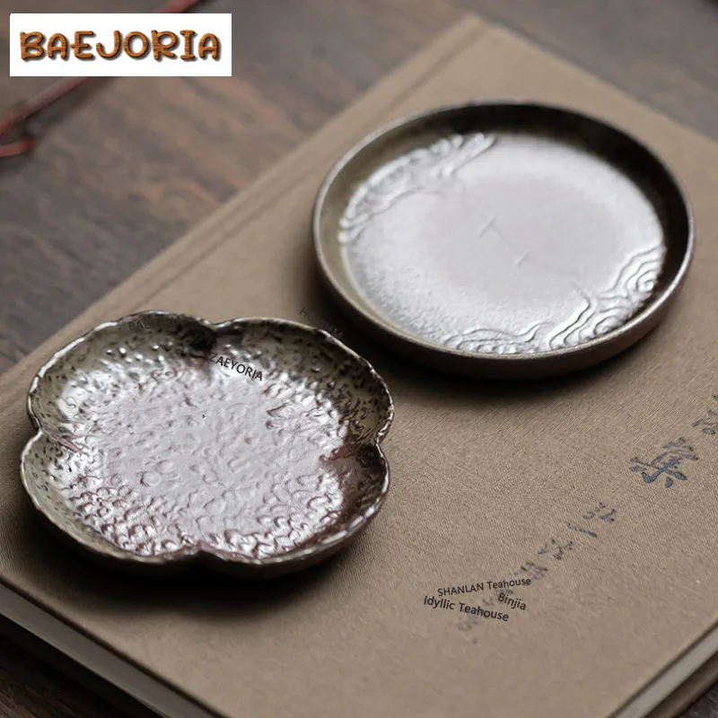 BAEJORIA 2pc/lot Old Rock Mud Four Leaf Coasters Non-slip Coasters For Coffee Cups Saucer Heat Insulation Placemats Cup Holder