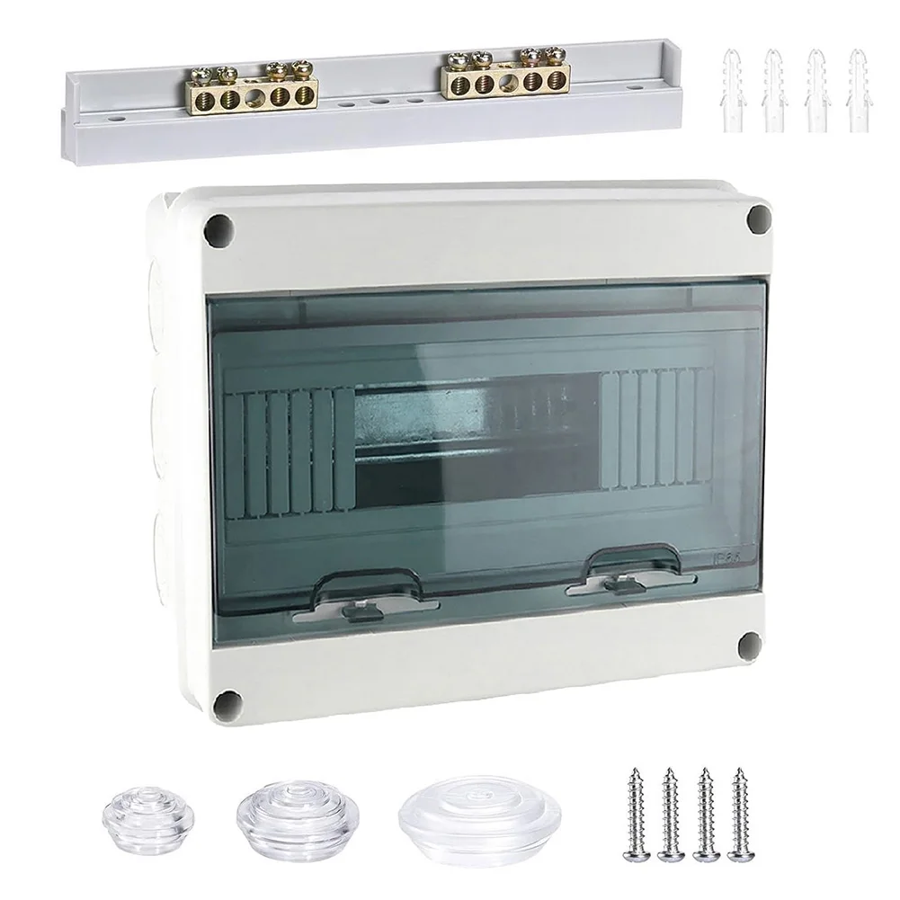 1set Surface-Mounted Distribution Box 1 Row 12 Modules Electric Parts Expansion Screws For Outdoor Fuse Box HT-12-bit