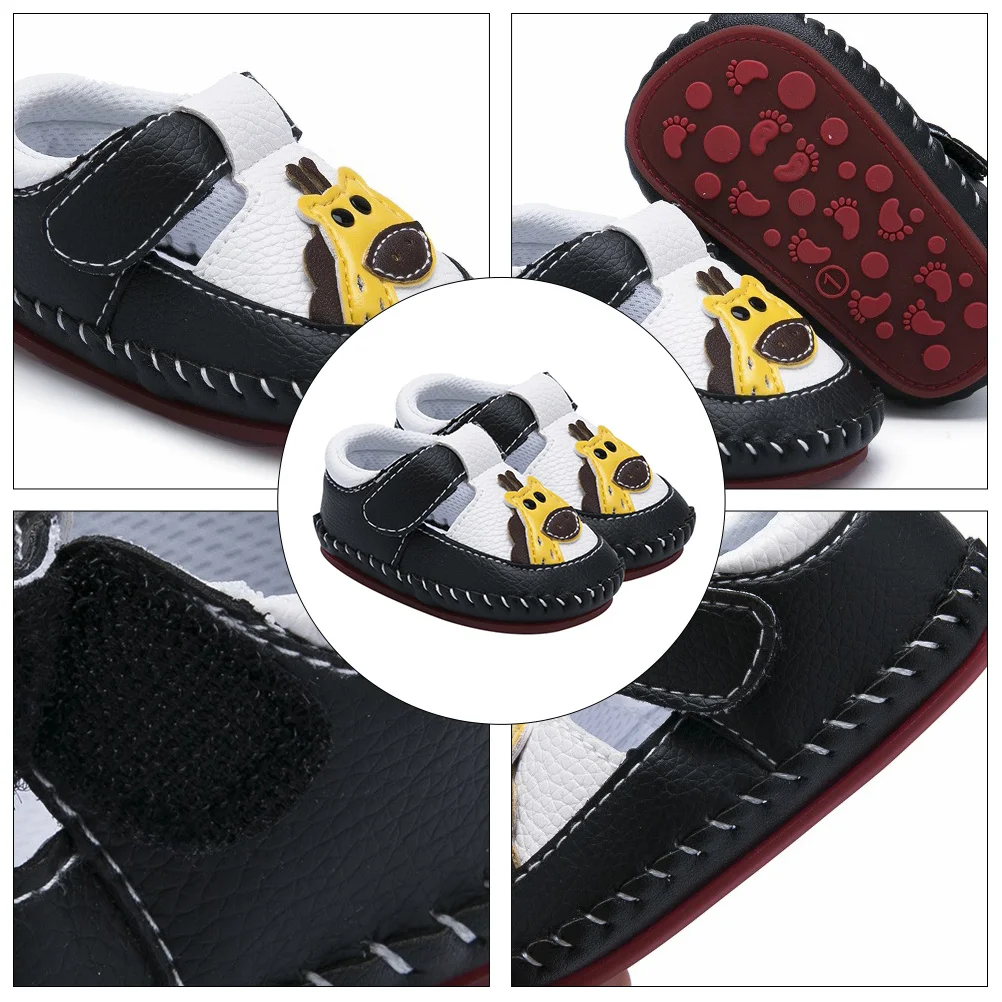 1 par bebê prewalkers sapatos do plutônio sola macia respirável anti deslizamento calçados da criança padrão dos desenhos animados infantil sapatos de bebê presente