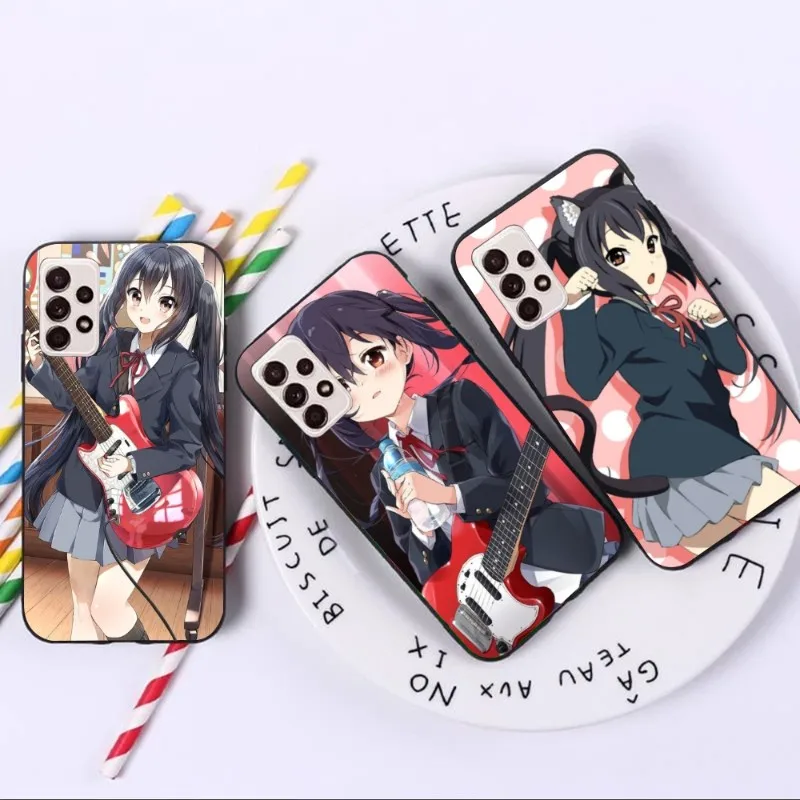 K-ON Nakano Azusa Phone Case for Samsung A91 A81 A73 A72 A71 A30S A20 A12 A13 A52 A53 4G 5G Black Soft Phone Cover Funda