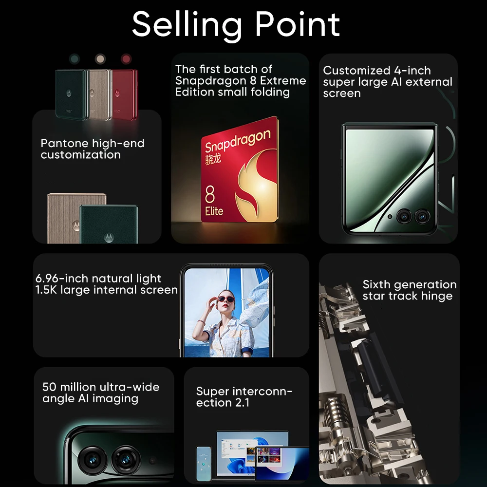 هاتف موتورولا رازر 60 الترا 5G الذكي سنابدراجون 8 إيليت شاشة 6.96 بوصة بطارية 4700 مللي أمبير في الساعة 68 وات شحن فائق 50 ميجابكسل