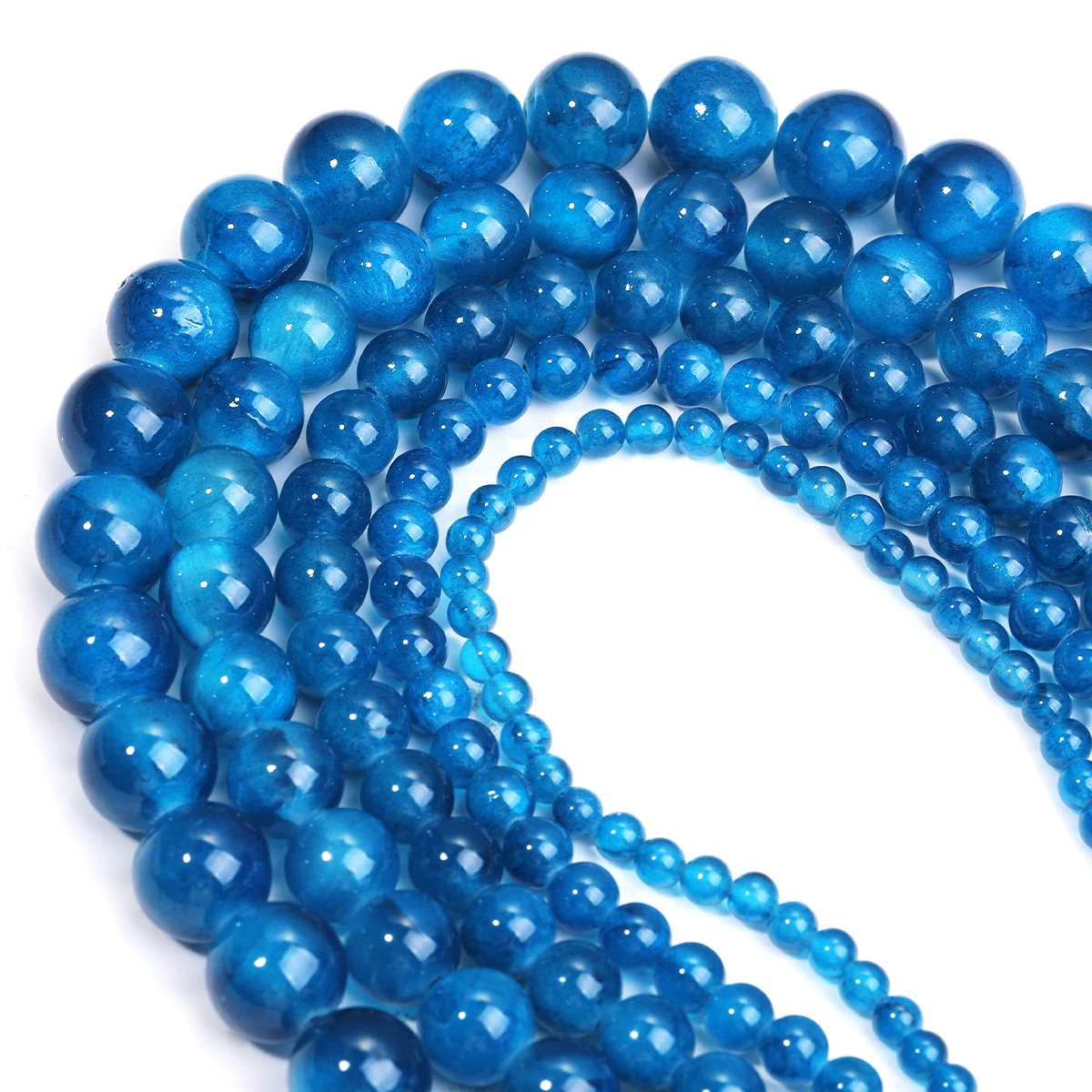 Large Hole Bead Ocean Color Ice Jade Round Loose Stone Spacer 4/6/8/10/12mm for Jewelry Making DIY Bracelet Necklace Accessories