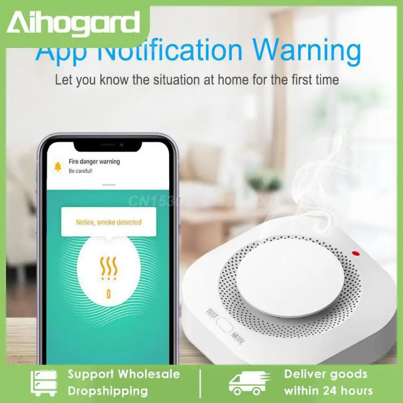 

Tuya Wifi Smoke Detector Sensor 90DB Alarm Fire Smart Smoke Detector Wifi Fire Protection Home Security Alarm Smart Life Alice