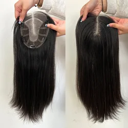 Lace Front Base Hand Tied Single Knots Same Thickness Hair Pieces European Virgin Human Hair Topper For Women with Thining Hair