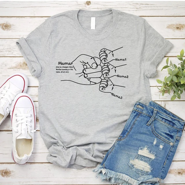 Camiseta personalizada con dibujo a mano de mama y nino camisa con estampado de puno para el dia de la madre divertida y Linda camiseta para mama AliExpress