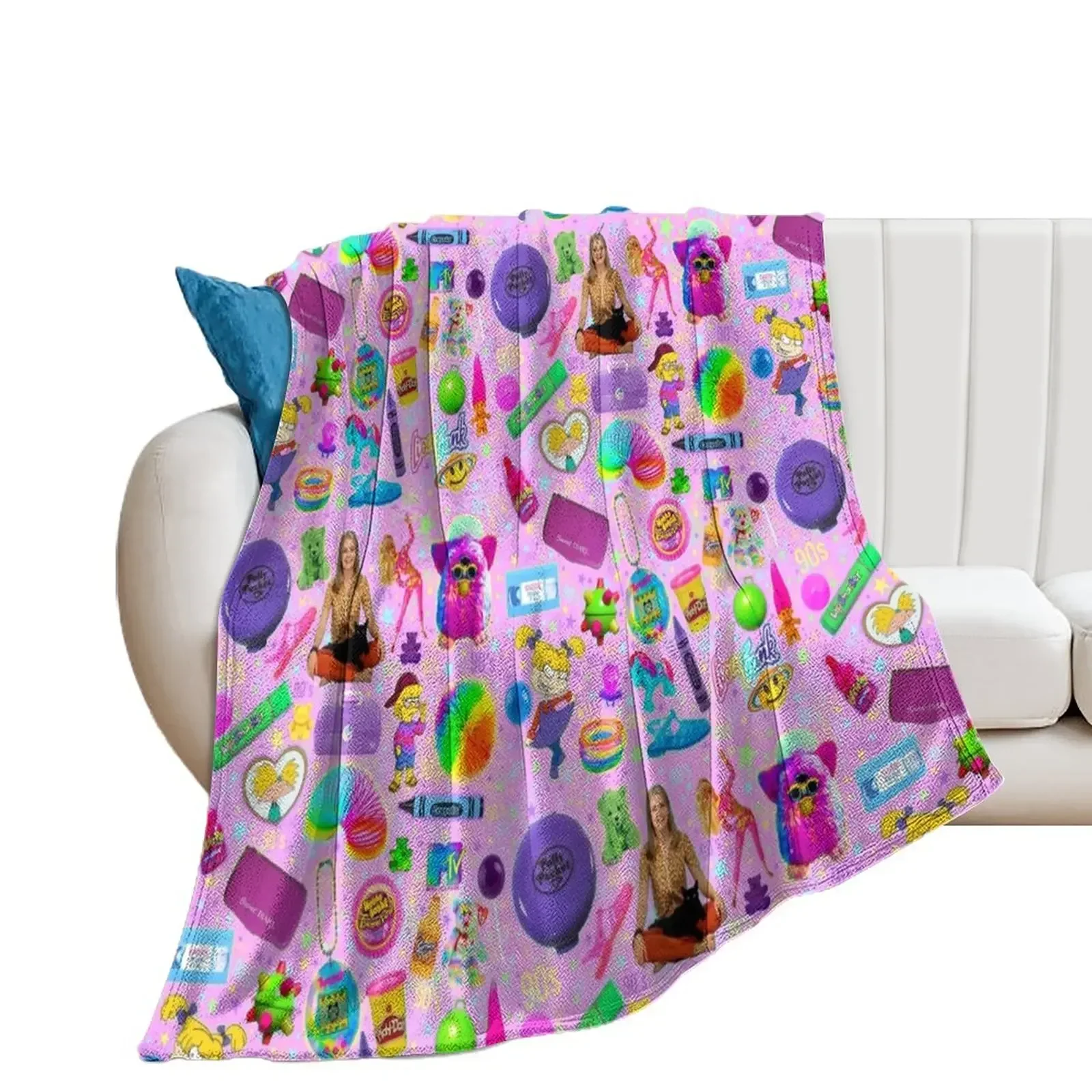 Bubblegum Nineties Throw Blanket Sofa Throw Retros Baby Blankets