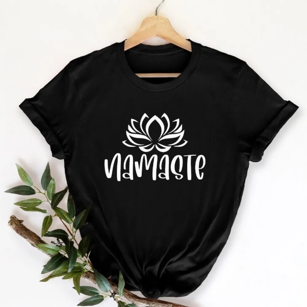 

Namaste Yoga Shirt Lotus Flower Graphic Tee Aesthetic Clothes Y2k Top Aesthetic Women Clothes