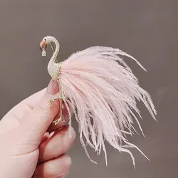 SKEDS Elegant Women Girls Fashion Feather Flamingo Badges Pin Exqusitie Korean Style Unisex Animal Classic Brooch Jewelry