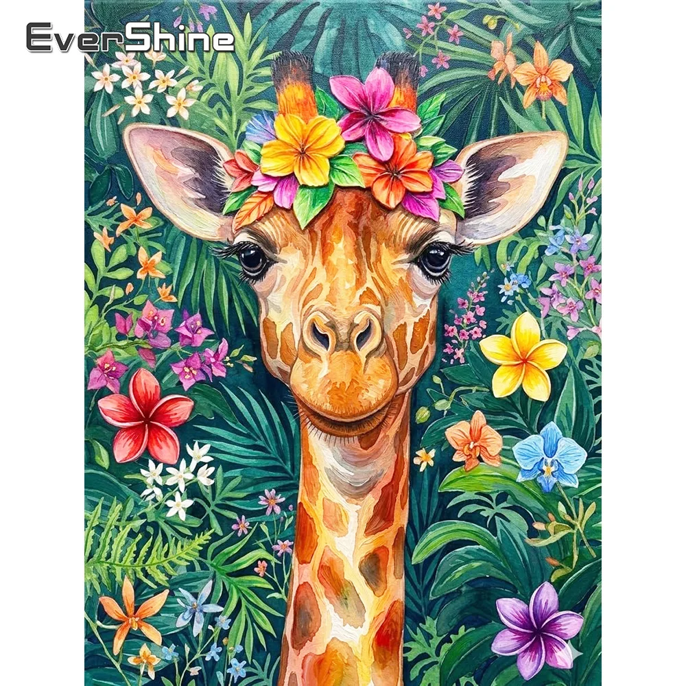 EverShine Full Square Round Diamond Painting Giraffe Animal DIY Suitable for Beginners Diamond Mosaic Flower Handmade Gift
