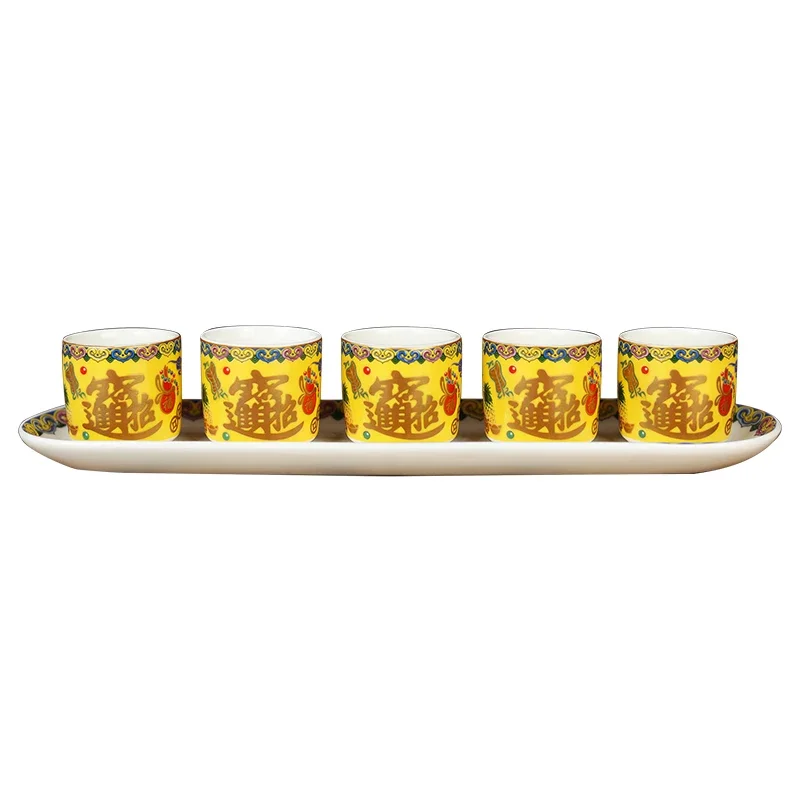 Recruiting Wealth and Wealth, Consecutive Sitting Cup Ceramic Immortal Family Wealth God Wine Cup The Altar Enshrines Cups