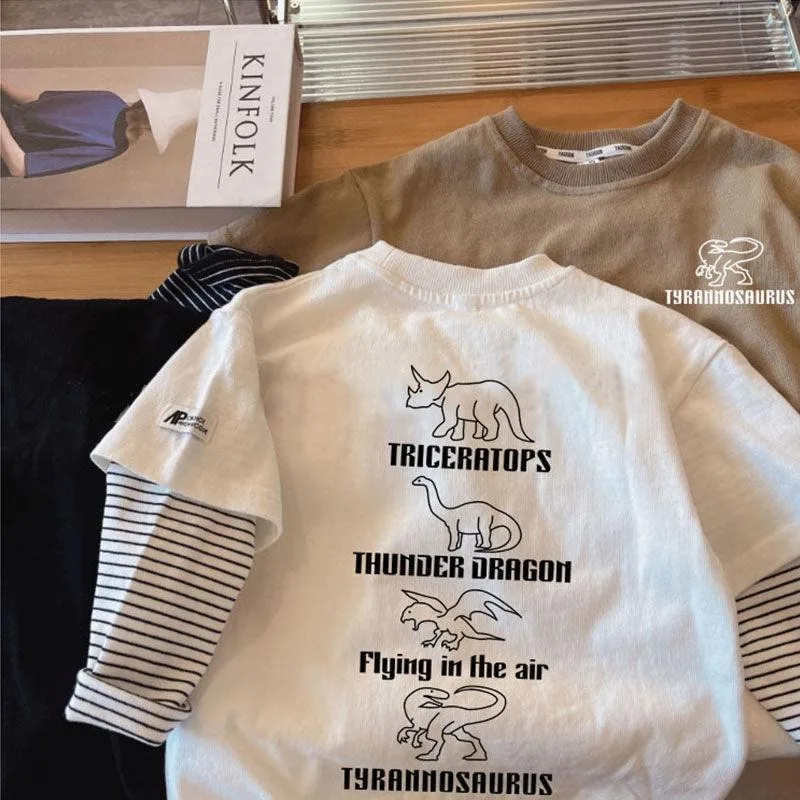 Kids Dino Print Layered Sweatshirt 2