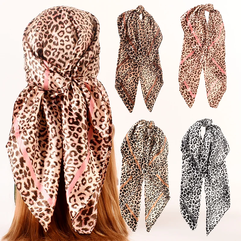 European and American Fashion Women 2021 Autumn and Winter New 90 Color Ding Simple Little Leopard Dot Big Square Scarf Fashion