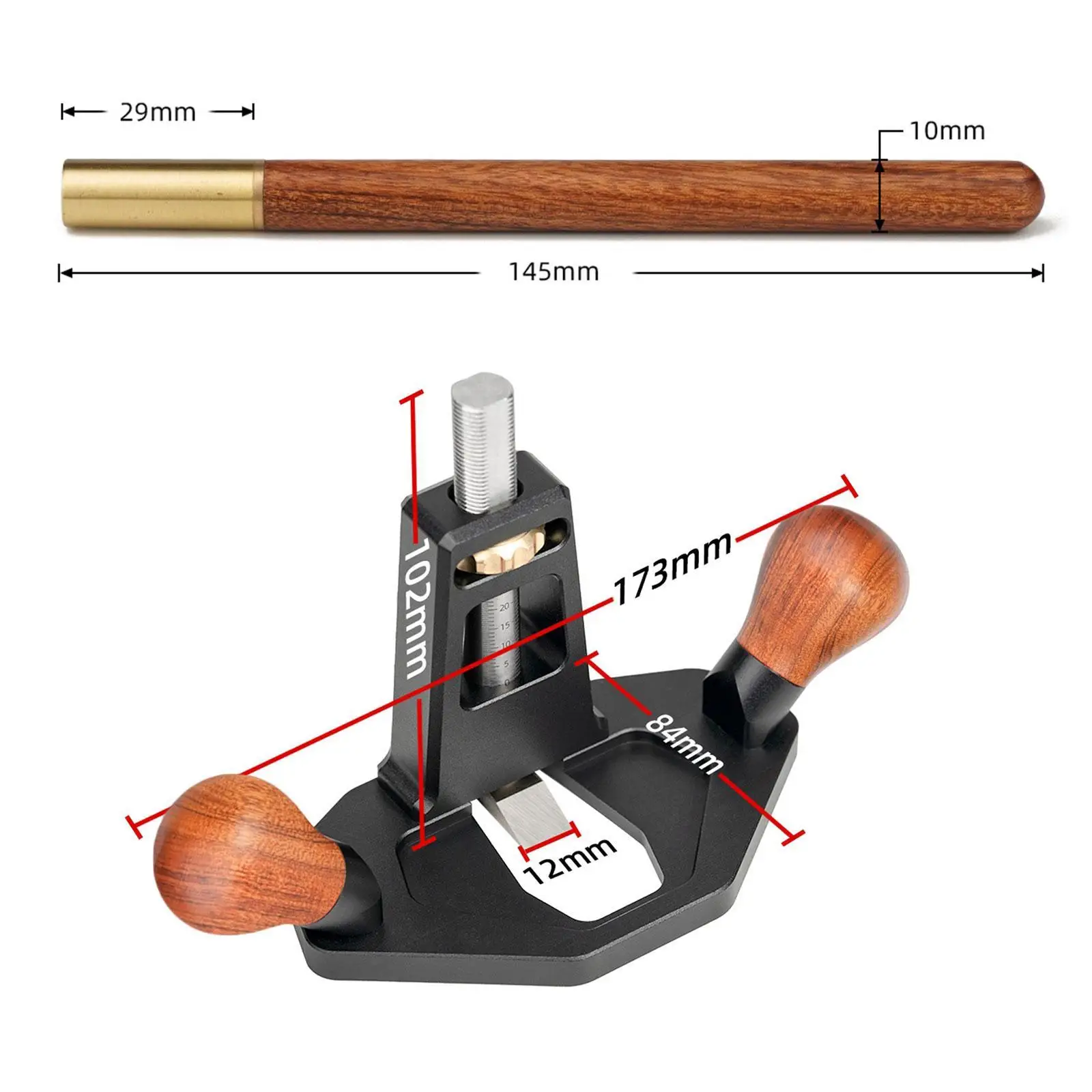 Handfräsen-Hobel-Set für die Holzbearbeitung mit Klingenhebemechanismus und Schulterhobel