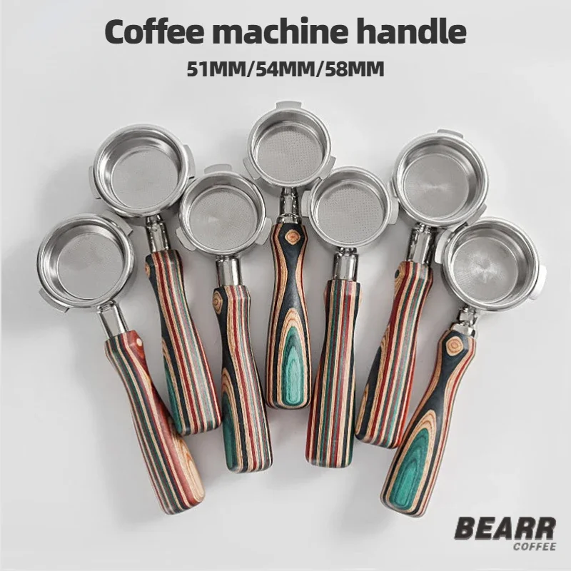 

BEARR Wood Bottomless Handle 51mm54mm58mmPortafilter for Barsetto/EXPOBAR/Welhome/DeLonghi/Breville/Nova Coffee Handle Filter