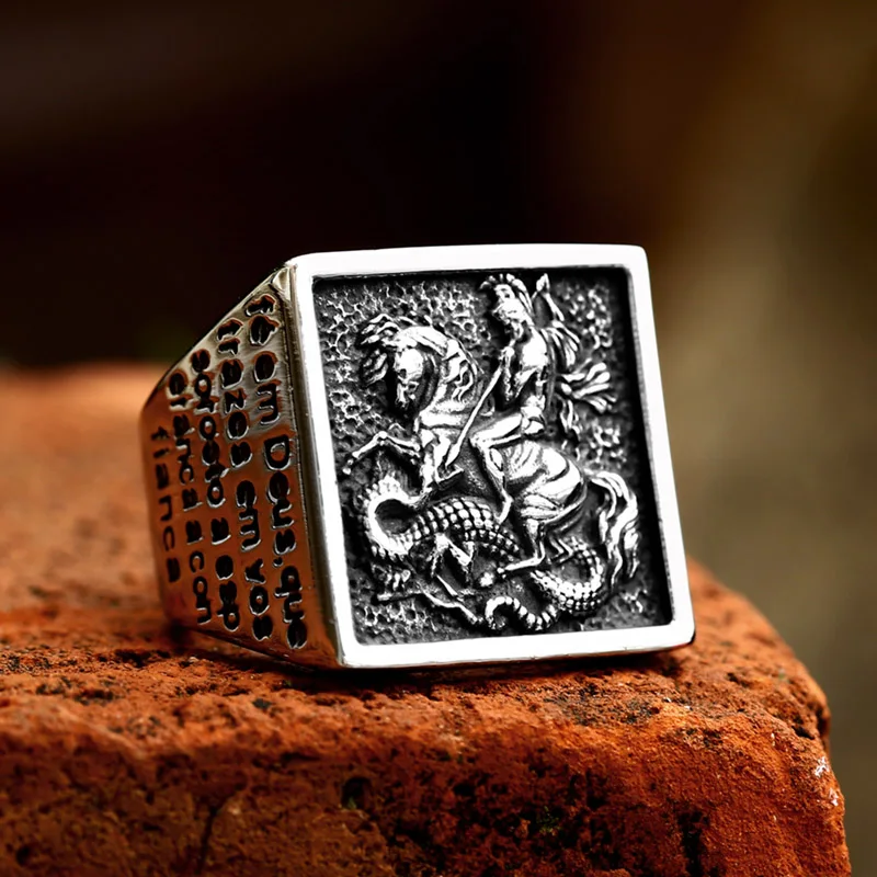 Beier Fashion religion Jesus Ring Knight of God Saint George ring Stainless Steel Cool High Quality Men Jewelry BR8-1050