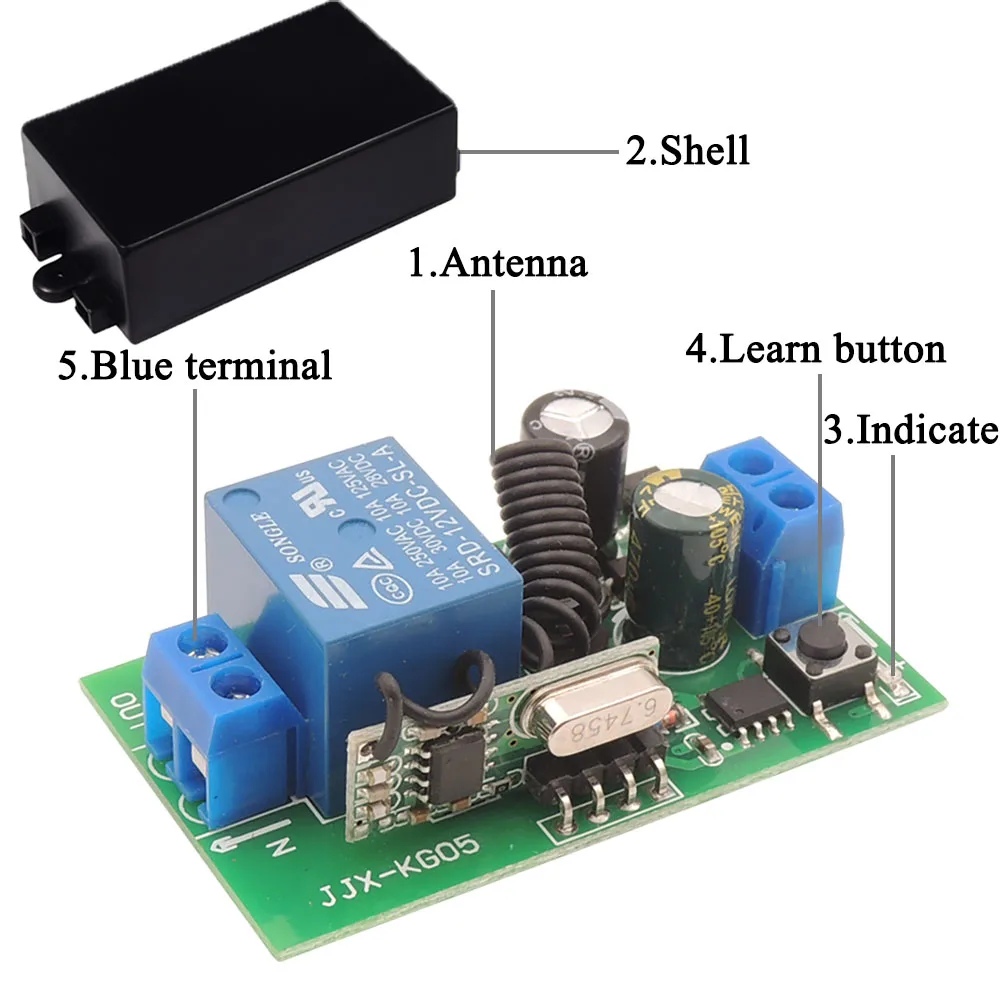 220V 무선 스위치 433MHz 라이트 원격 제어 스위치 10A 릴레이 모듈 범용 송신기 KeyFob, 스마트 홈 LED 팬 diy용